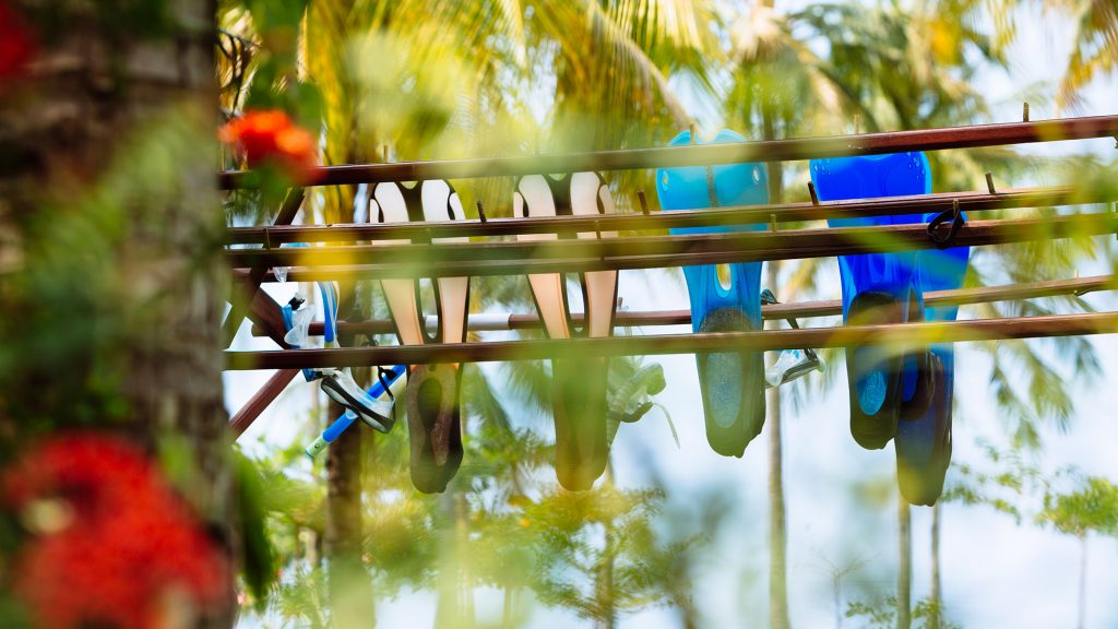 Snorkel masks at The Anandita villa on Sira Beach Lombok