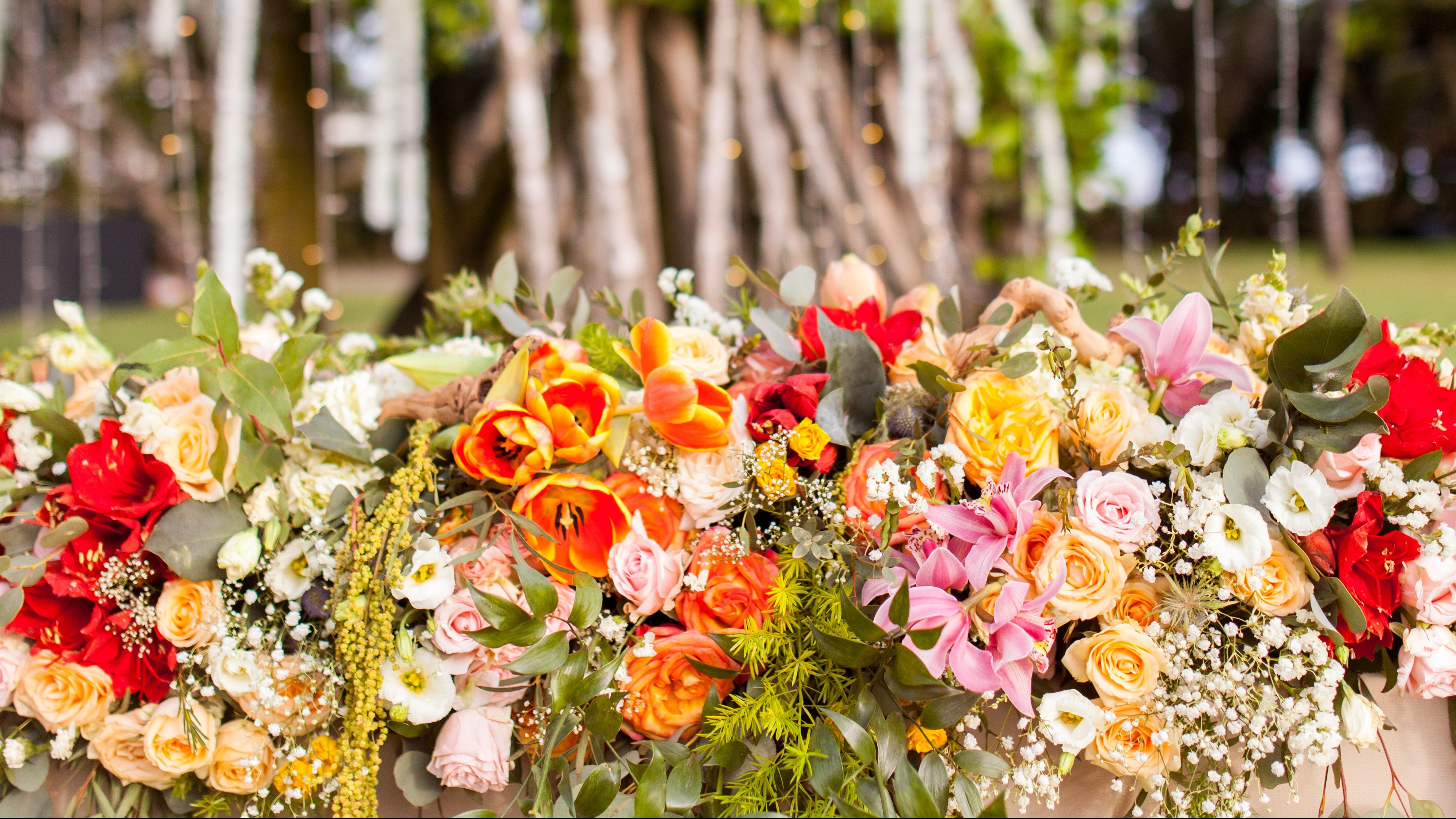 bright wedding flowers in Bali
