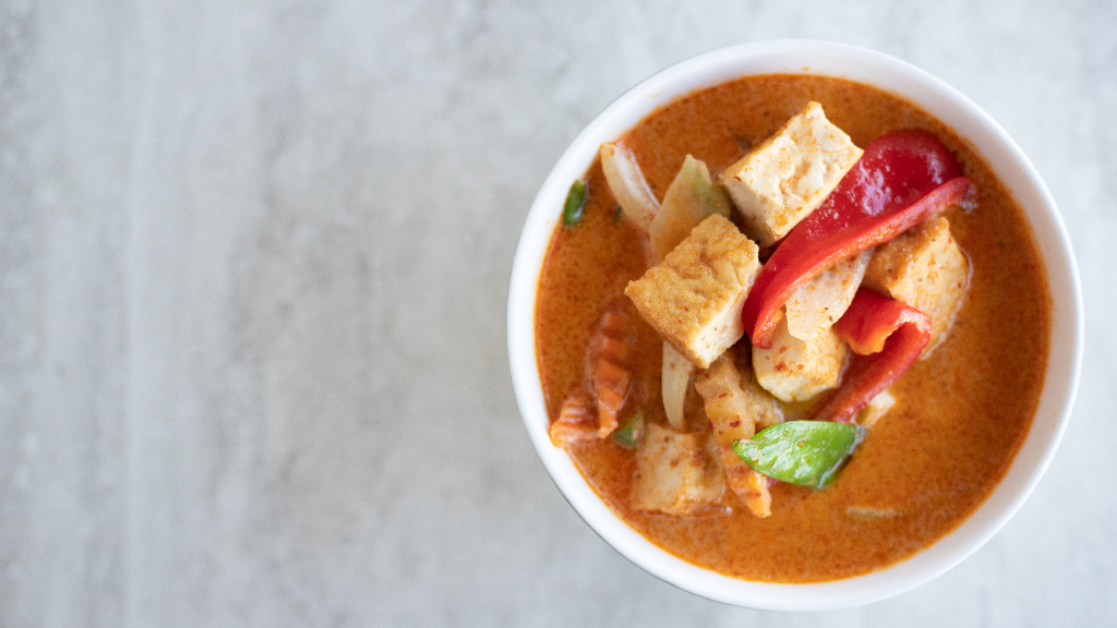 Traditional red thai curry with tofu