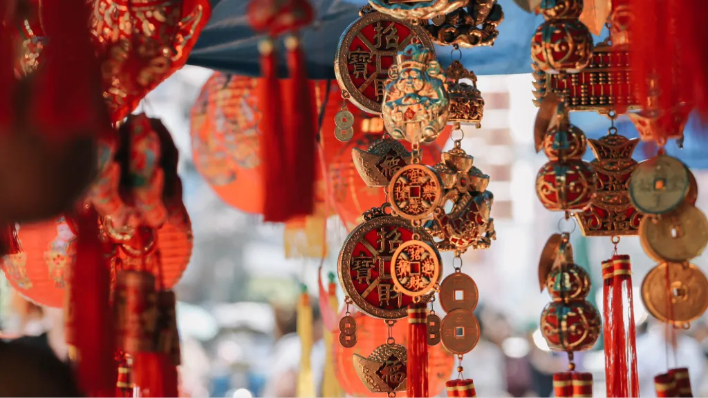 Chinese lanterns in Bangkok market for Chinese New Year